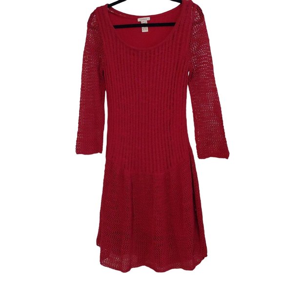 Sundance Womens Red Knit Lined Knee Length Dress 3/4 Sleeve Small - Picture 1 of 16